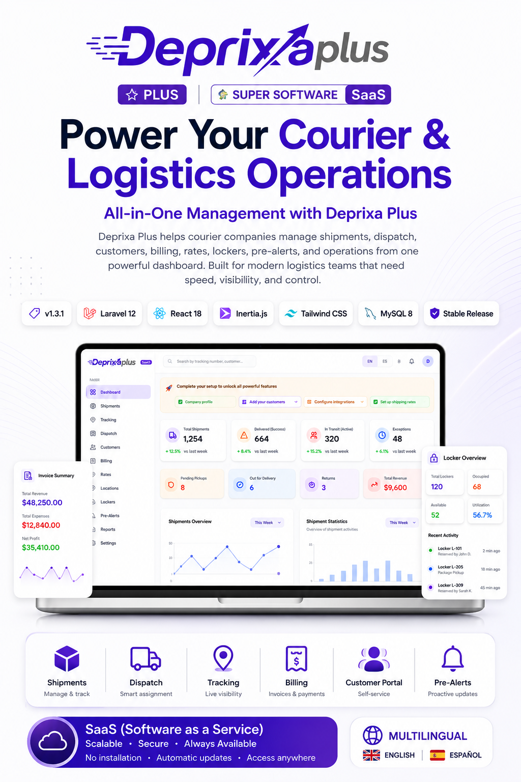 Deprixa Plus — Courier, Parcel & Logistics SaaS Platform