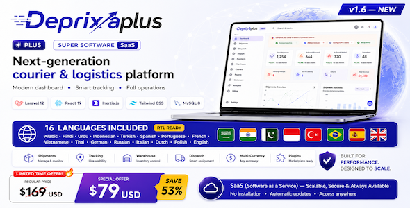 Deprixa Plus - Courier & Delivery Management System | Logistics SaaS (Laravel 12 + React)